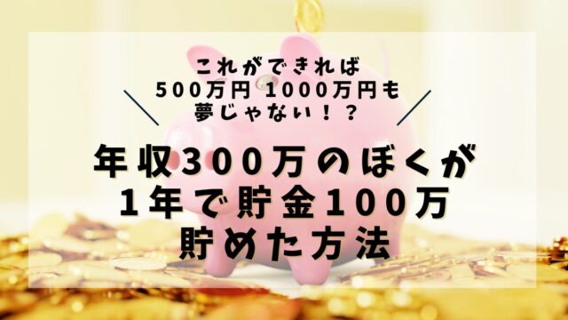 【低所得でも再現可能】年収300万のぼくが1年で貯金100万貯めた方法