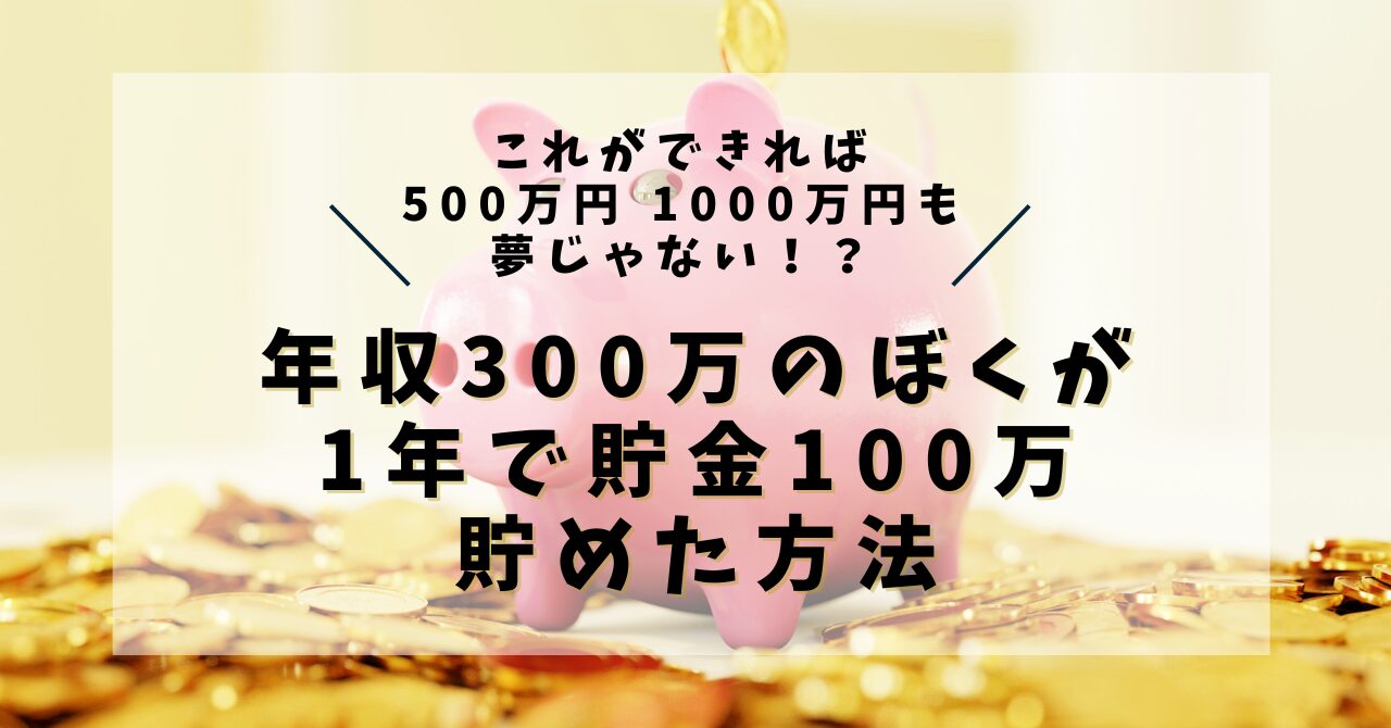 【低所得でも再現可能】年収300万のぼくが1年で貯金100万貯めた方法